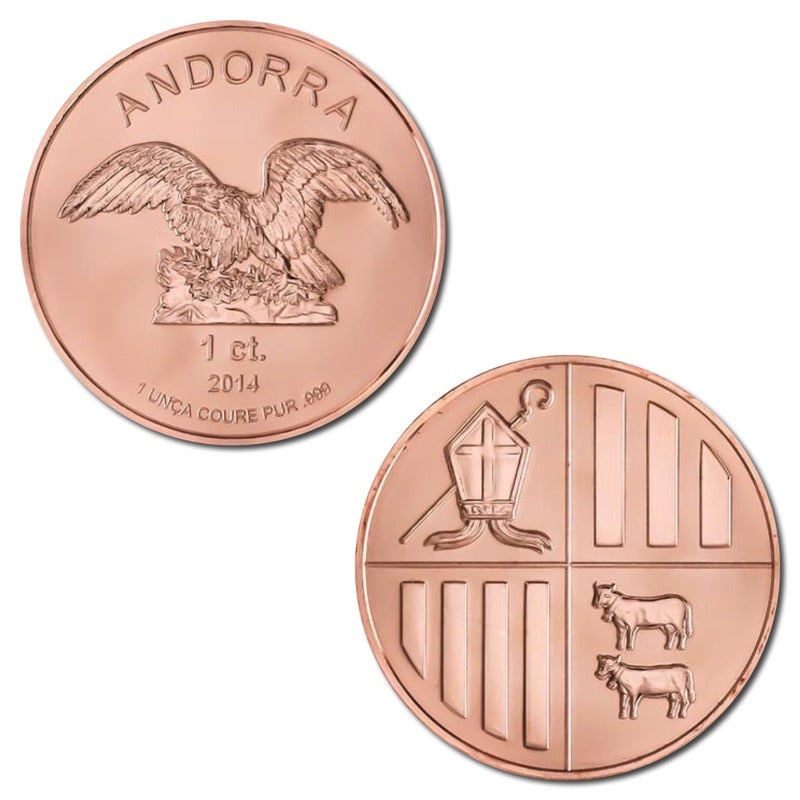 Andorra 2014 1oz Copper UNC | Andorra 2014 1oz Copper UNC OBVERSE | Andorra 2014 1oz Copper UNC REVERSE